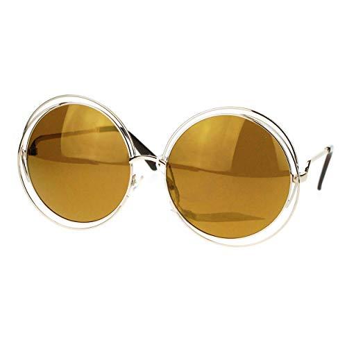 【並行輸入品】Gold Super Oversized Round Circle Wire Metal Frame Womens Sunglaの画像