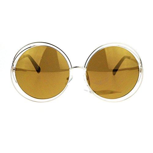 【並行輸入品】Gold Super Oversized Round Circle Wire Metal Frame Womens Sunglaの画像