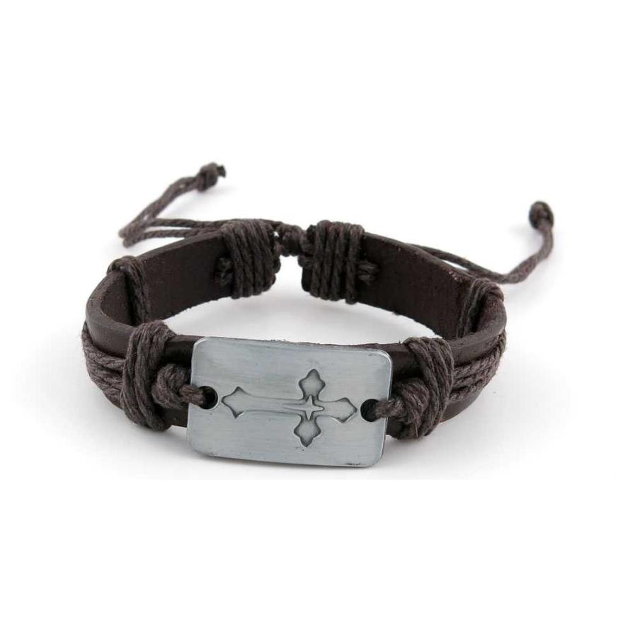 【並行輸入品】1 Piece Women's Men's Fashion Strand Bracelet 1032 Cross Leather