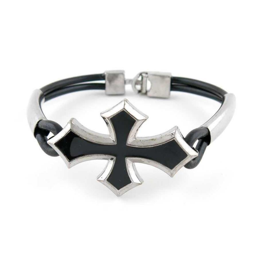 【並行輸入品】1 Piece Women's Men's Fashion Strand Bracelet 6049 Cross Leather