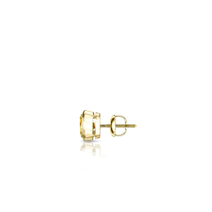 【並行輸入品】14k Yellow Gold Bezel set Round Yellow Diamond Men SINGLE STUD Eの画像