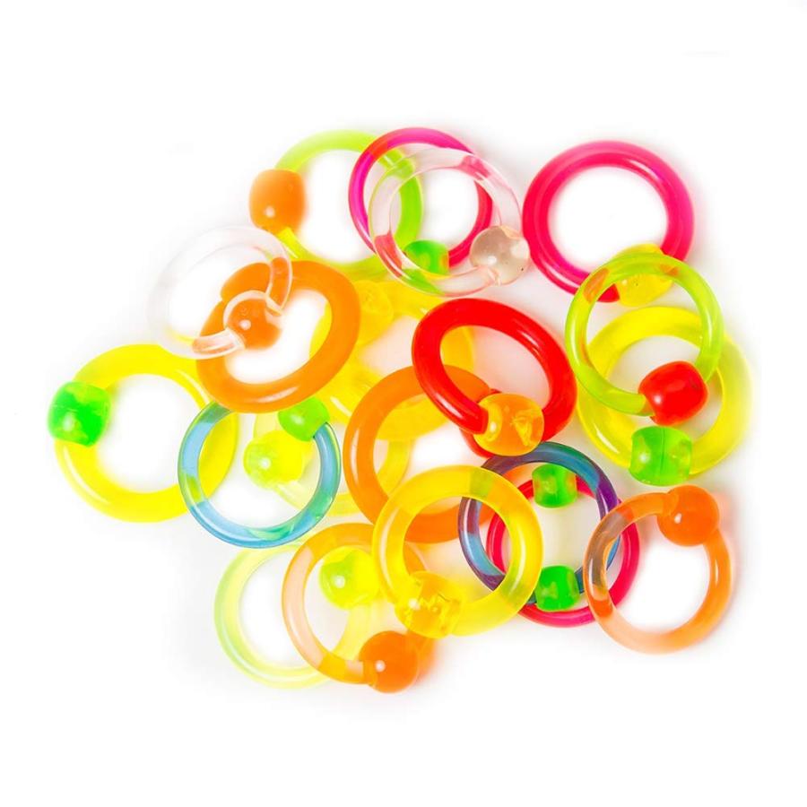 【並行輸入品】Glow Rave Captive Bead Rings   20pk Multi Color Blacklight Jewelr