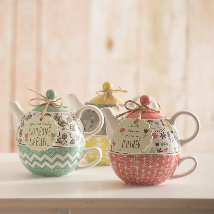 【並行輸入品】Pavilion Gift Company 74068 Bloom Mother Ceramic Tea for One, 15_6
