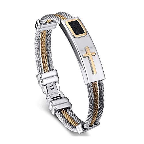 並行輸入品】メンズステンレススチールクロスIDブレスレット バングル 
