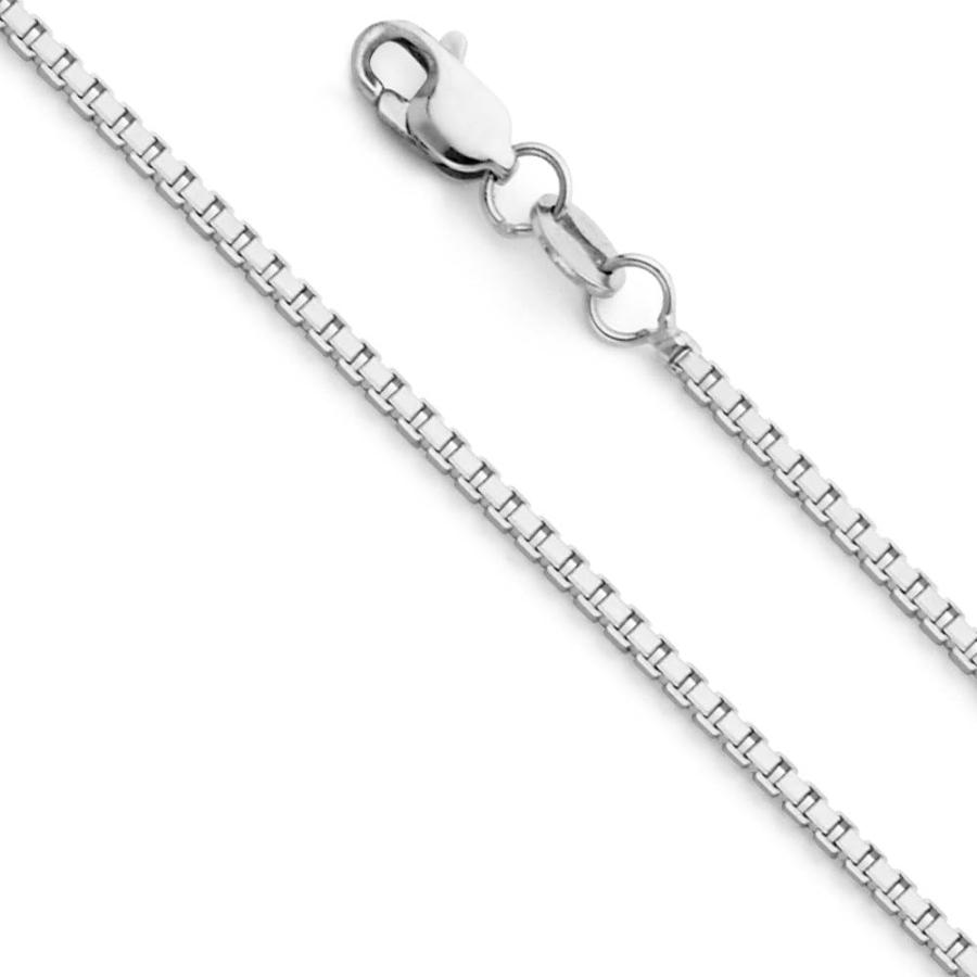 【並行輸入品】14 K黄色またはホワイトゴールドWellingsaleソリッド1 mm光沢仕上げボックスリンクチェーンネックレスwith Lobste