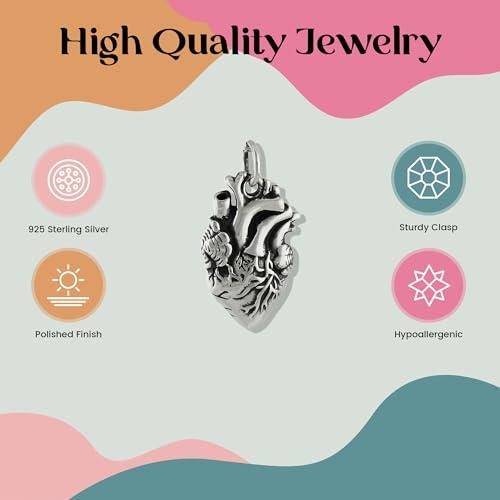 【並行輸入品】Anatomical Heart Charm Necklace 925 Sterling Silver Love Huma_7