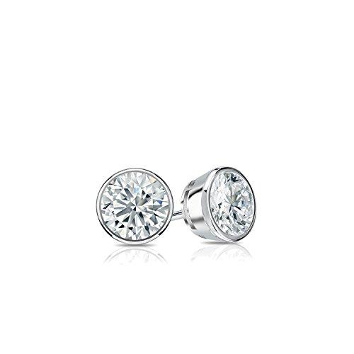 【並行輸入品】プラチナbezel setラウンドダイヤモンドスタッドイヤリング( 1?/ 4? ?2?ct、J   K、i1?  i2?) puの画像
