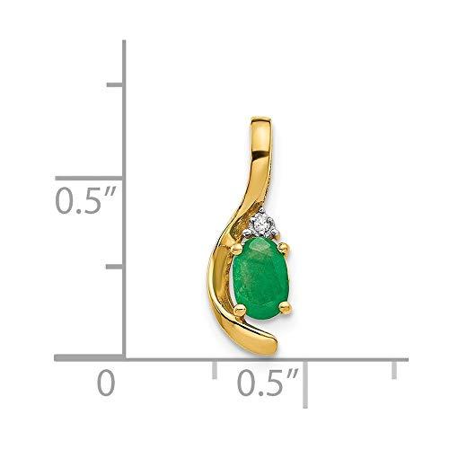【並行輸入品】14k Yellow Gold Oval Polished Prong set Open back Diamond and Em_4