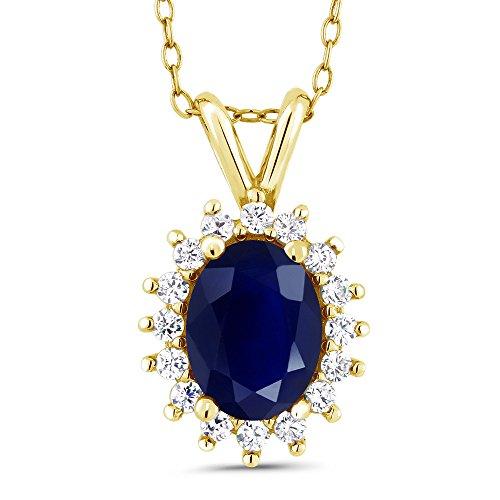 【並行輸入品】[Gem Stone King] 2.03カラット 天然 サファイア ネックレス レディース 14金 イエローゴールド K14 9の画像