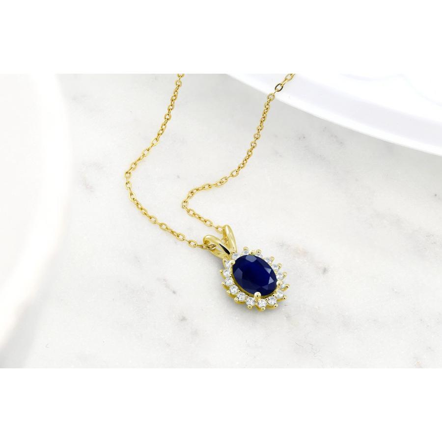 【並行輸入品】[Gem Stone King] 2.03カラット 天然 サファイア ネックレス レディース 14金 イエローゴールド K14 9の画像