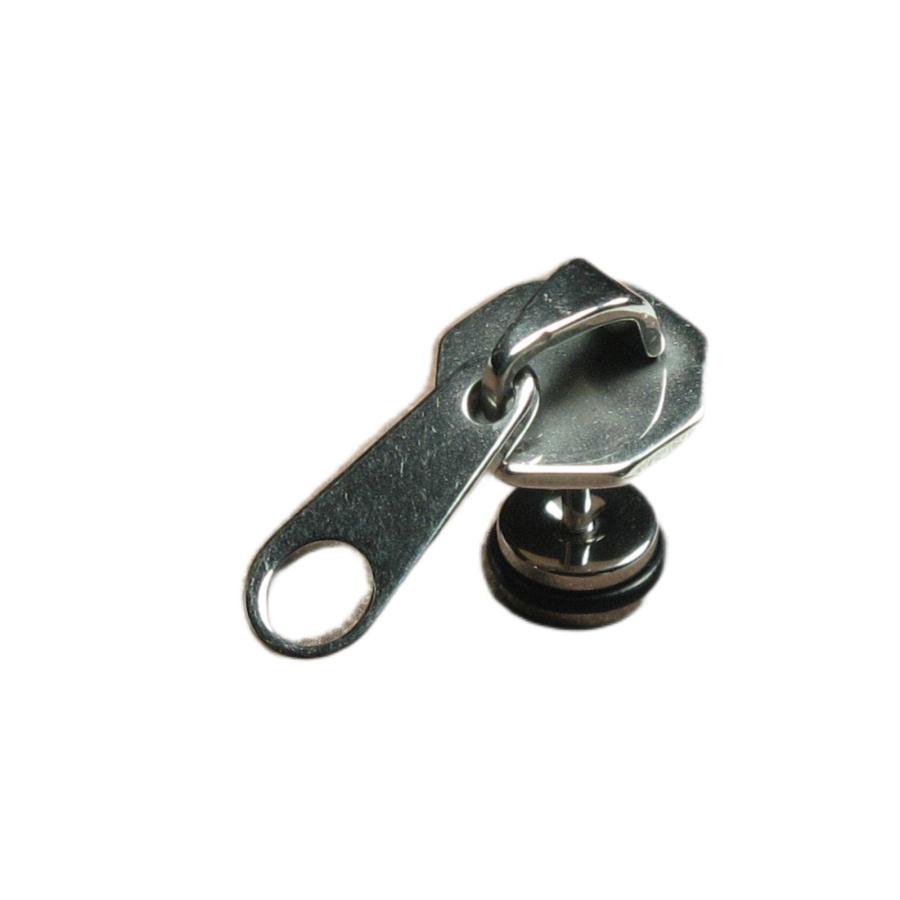 【並行輸入品】Men's Stainless Steel Cool Unique Silver Tone Zip Zipper Stud Ea