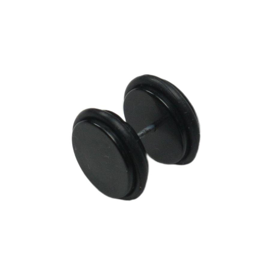 【並行輸入品】Men's Stainless Steel Black Barbell Earring Ear Bars