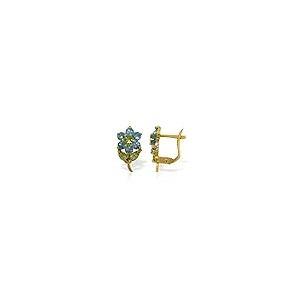 【並行輸入品】2.12 CTW 14 K Solidゴールド花スタッドイヤリングブルートパーズペリドット Galaxy Gold GG 14kの画像
