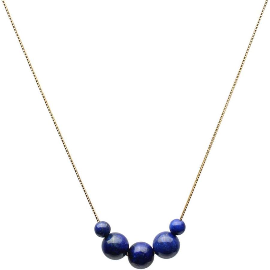 【並行輸入品】ブルーラピスストーンステーション 18Kゴールドフラッシュスターリングシルバー ボックスチェーンネックレス  20 inches  スタ