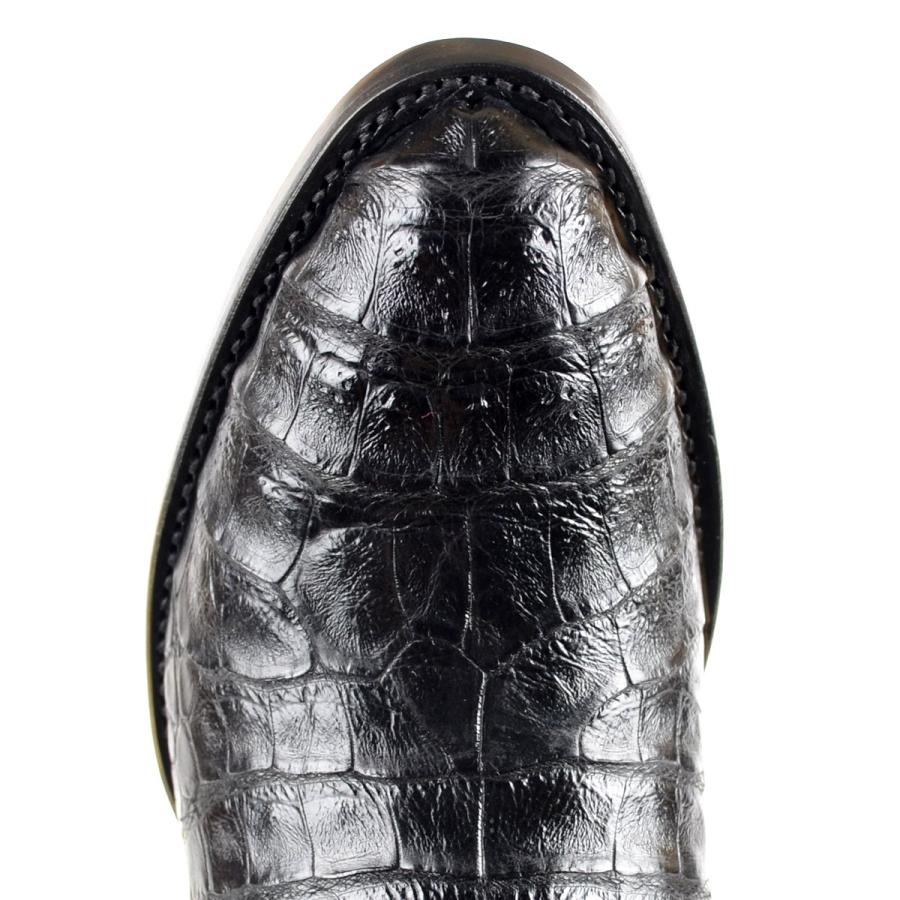 【並行輸入品】658205 Original Black Caiman (Gator) Belly Skin Round Toe Bootの画像