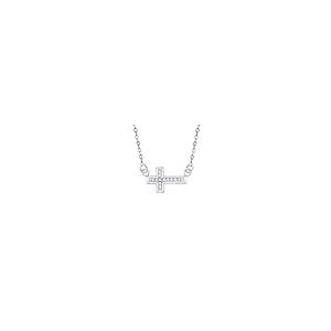 【並行輸入品】Channel Set Diamond Sideways Cross Pendant Necklace in 10K Whiteの画像
