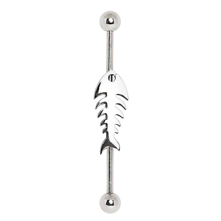 【並行輸入品】316Lステンレススチール インダストリアルバーベル フィッシュボーン付き Cocobul Body Jewelry 316L S