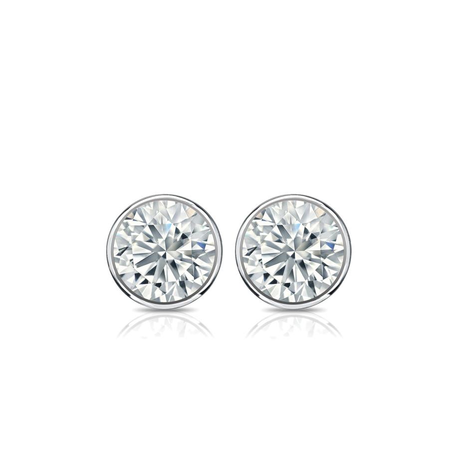 【並行輸入品】14?Kゴールドbezel setラウンドダイヤモンドスタッドイヤリング( 1?/ 4? ?2?ct、ホワイト、i1?  i2?)の画像