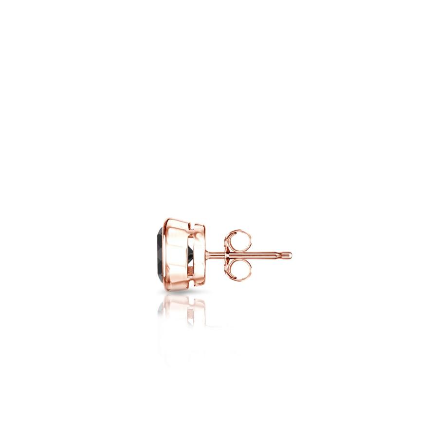 【並行輸入品】14?Kローズゴールドbezel setラウンドブラックダイヤモンドメンズシングルスタッドイヤリング( 1?/ 4? ?2?ct、の画像