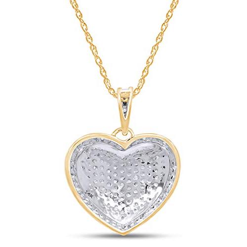 【並行輸入品】Jewel Zone US 0.15カラット 天然ダイヤモンド マイクロペイブセット ハートペンダントネックレス 14Kソリッドゴの画像