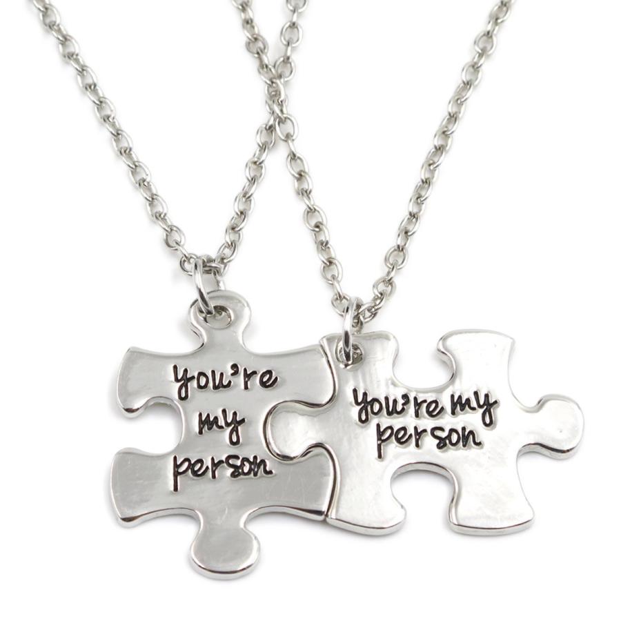 【並行輸入品】チャーム。L Grace 2pcs " You are my person "ネックレスKeychainsパズルピースネックレスセ