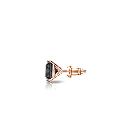 【並行輸入品】14?Kゴールド3 prong Martiniラウンドブラックダイヤモンドメンズシングルスタッドイヤリング( 1?/ 4? ?2?の画像