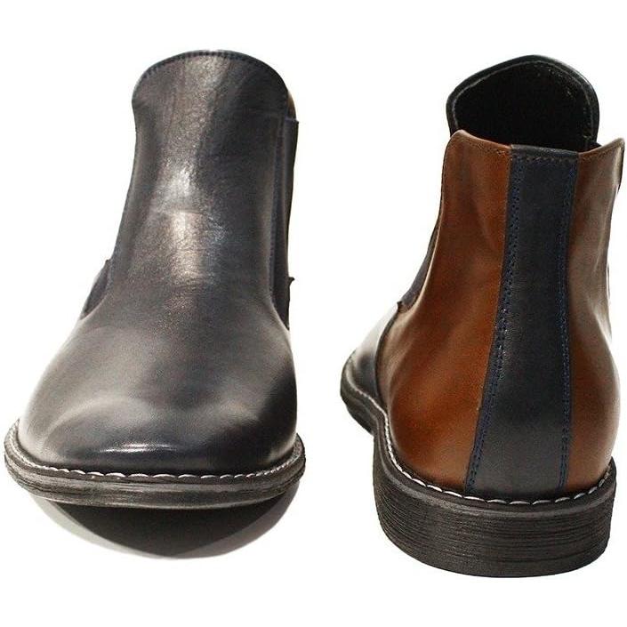 【並行輸入品】[PeppeShoes] Modello Gilberto - EU 45 - イタリアン手作りレザ色 ー ネイビー チェルシーブーツの画像