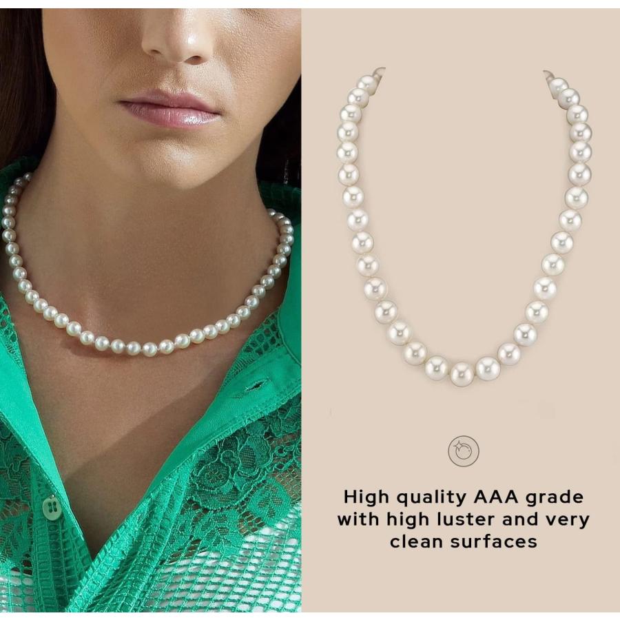 【並行輸入品】The Pearl Source AAA品質 ラウンドホワイト淡水養殖真珠ネックレス レディース用の画像