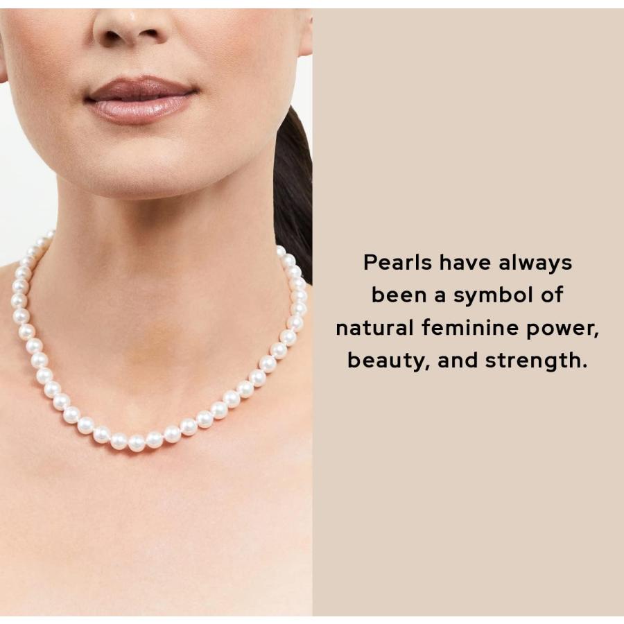 【並行輸入品】The Pearl Source AAA品質 ラウンドホワイト淡水養殖真珠ネックレス レディース用の画像