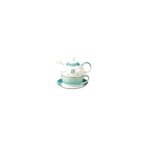 【並行輸入品】Jusalpha Bone Chinaブルーティーポットとサーバーセットfor 1つ、ティーポットCup and Saucer S_2