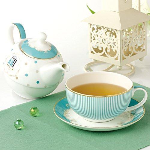 【並行輸入品】Jusalpha Bone Chinaブルーティーポットとサーバーセットfor 1つ、ティーポットCup and Saucer S_5