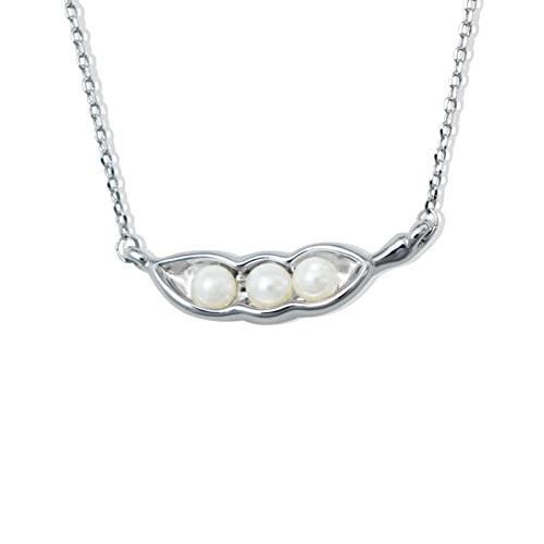 【並行輸入品】ficccy Silve Plated 3つのPea Podネックレスキュートジュエリーパール母のギフトEveryday友人ジュエ_1