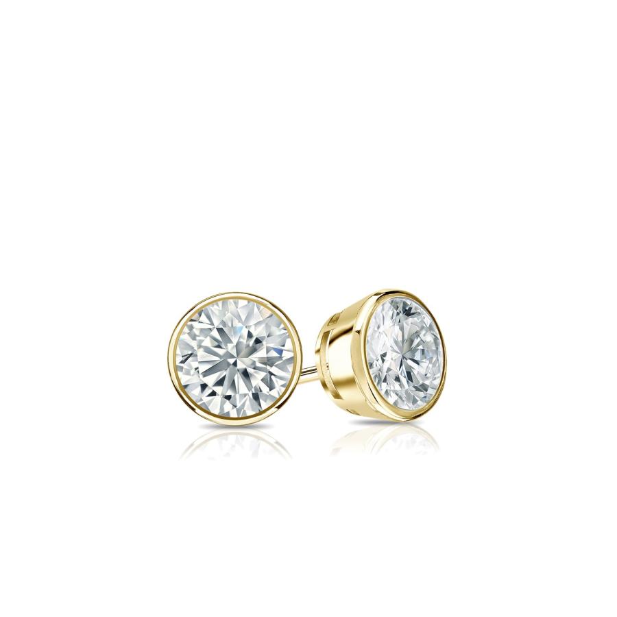 【並行輸入品】Diamond Wish 14k Yellow Gold Round Diamond Stud Earrings (1/6ctt_3