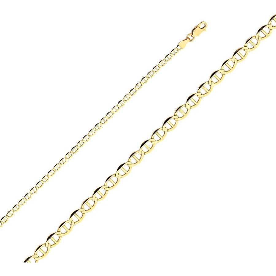 【並行輸入品】ジュエリーby Ioka | 14 Kイエローソリッドゴールド3.4 MMフラットMarinerチェーンネックレスの画像