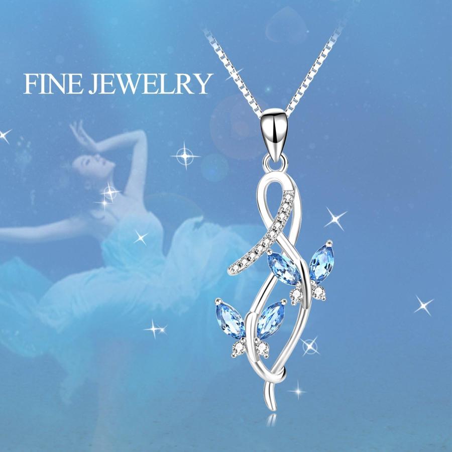 【並行輸入品】[AOBOCO] ネックレス 蝶 レディース クリスタル ペンダント シルバー925 ネックレス 金属アレルギー対応 人気 女性