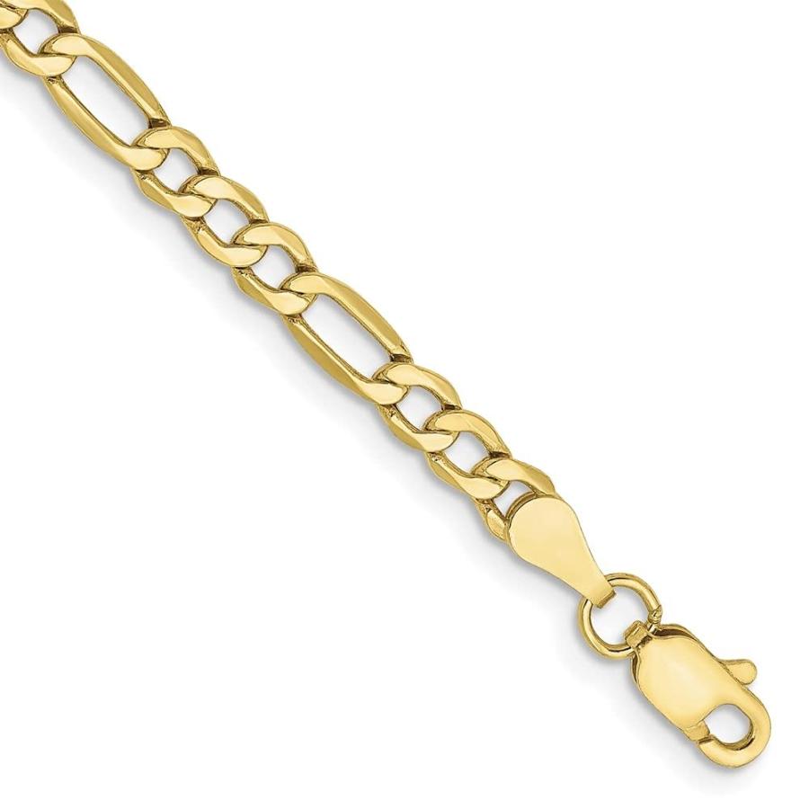 10kゴールドチェーンブレスレット 並行輸入品】10K イエローゴールド 3.5mm セミソリッドフィガロ
