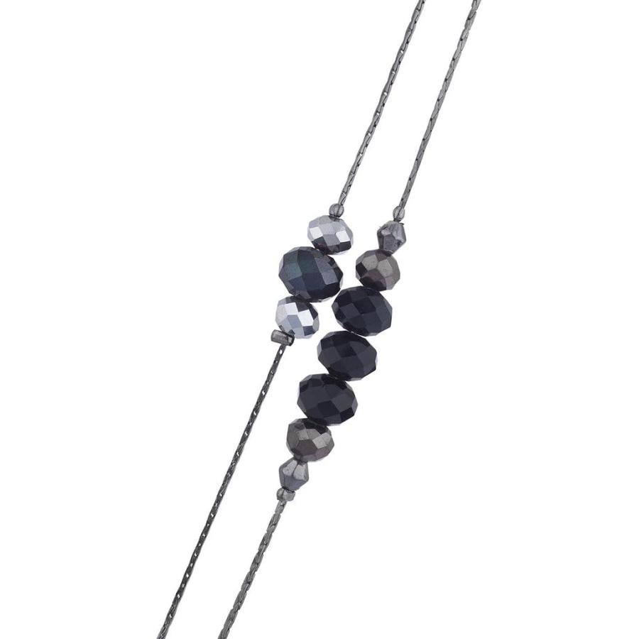 【並行輸入品】Lux Accessories ジェムトーン ブラック ビーズ ステーションブレーク 2列 ロングネックレス ブラック　