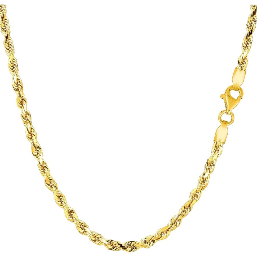 【並行輸入品】Jewelry Affairs 14K イエローゴールド張り ソリッドロープチェーンネックレス 3.2mm  18.0 Inches