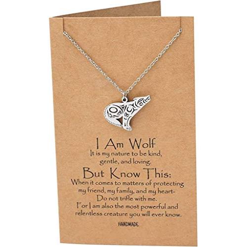 【並行輸入品】Quan Jewelry Loving Wolf ペンダントネックレス 女性への誕生日プレゼント インスピレーション引用句と祈り付_7