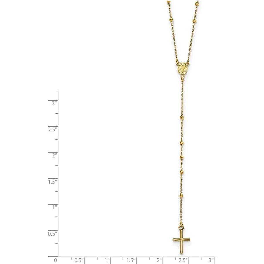 【並行輸入品】14K イエローゴールド ロザリオ 24インチ チェーン ネックレス ペンダント チャーム 宗教 ファインジュエリー 女性へのギフトにの画像