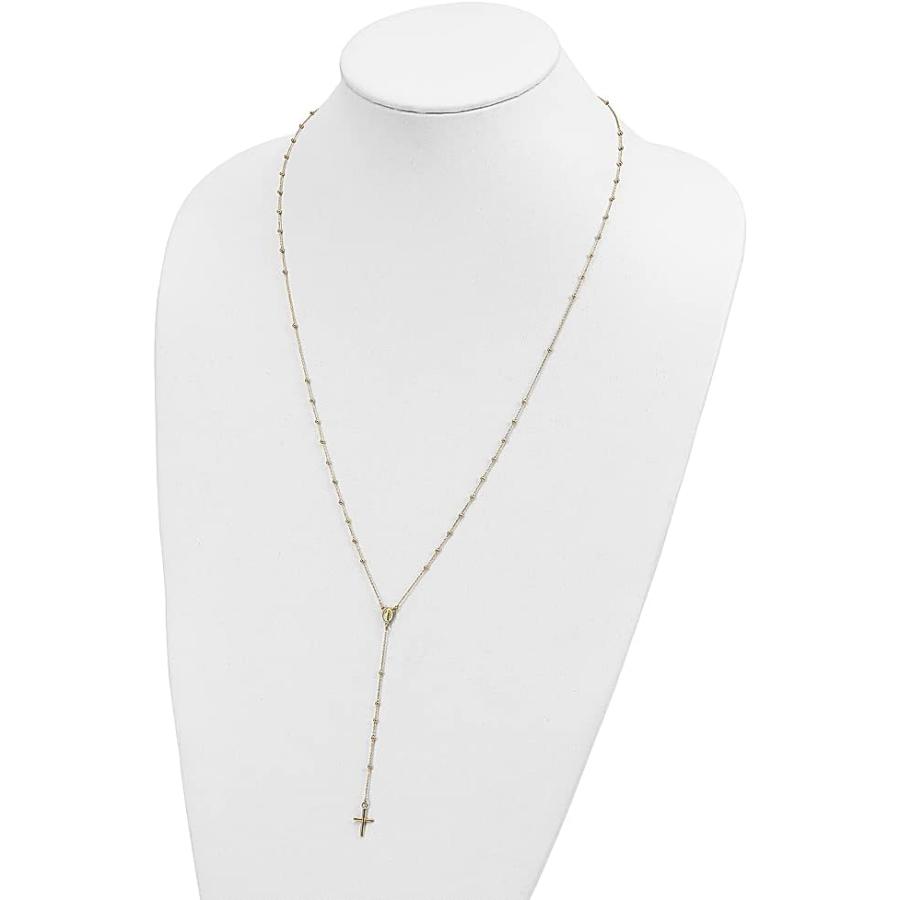 【並行輸入品】14K イエローゴールド ロザリオ 24インチ チェーン ネックレス ペンダント チャーム 宗教 ファインジュエリー 女性へのギフトにの画像