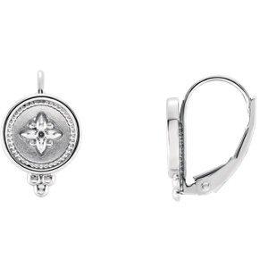 【並行輸入品】Inlaid Beaded Lever Back Round Earrings, Rhodium Plated 14k Whitの画像