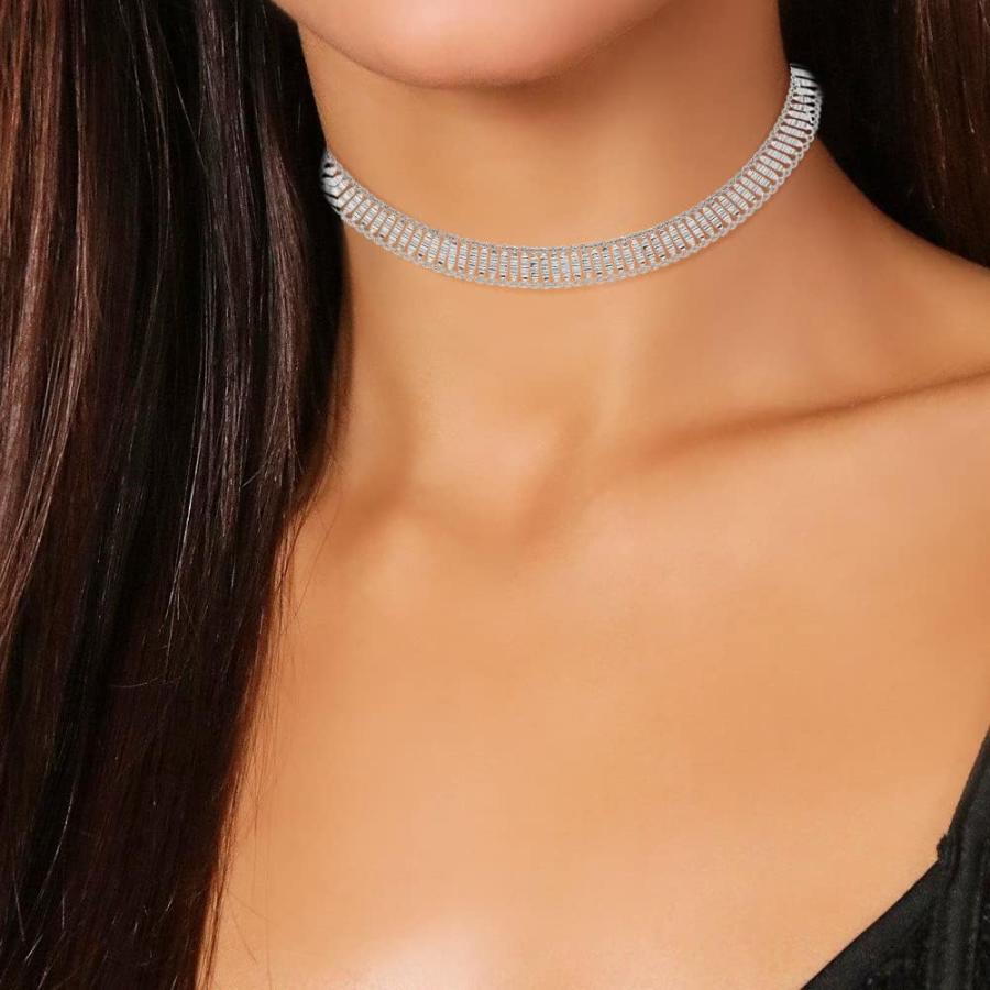 【並行輸入品】Diamond2Deal 925スターリングシルバー 光沢チョーカーネックレス 4インチ 女性用 金属　_4