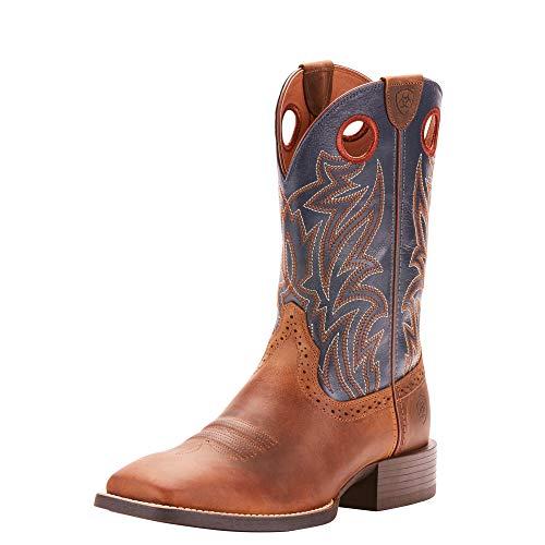 【並行輸入品】ARIAT メンズ スポーツ サイドベット ウエスタンブーツ, アンティーク調ブラウン/ソリッドブルー。, 24.5 Ariatの画像