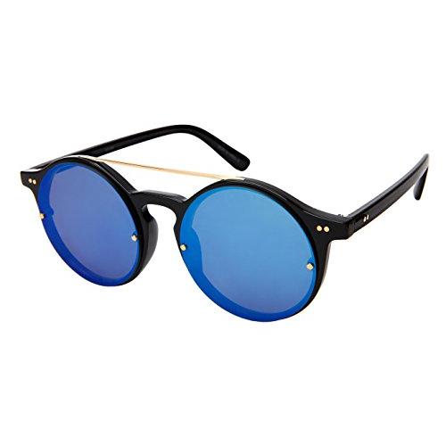 【並行輸入品】Edge I Wear ファッションラウンドブローバープラスチックサングラス フラットミラーレンズ付き 541089 US サイズの画像