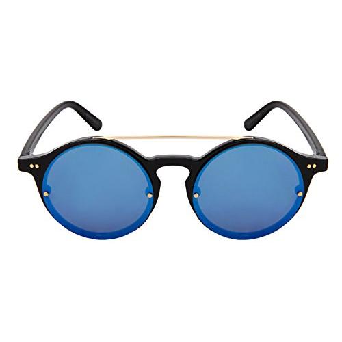 【並行輸入品】Edge I Wear ファッションラウンドブローバープラスチックサングラス フラットミラーレンズ付き 541089 US サイズの画像
