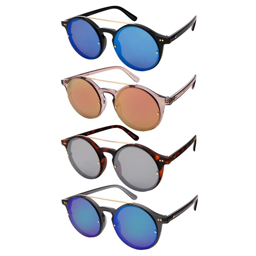 【並行輸入品】Edge I Wear ファッションラウンドブローバープラスチックサングラス フラットミラーレンズ付き 541089 US サイズの画像