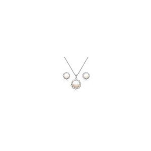 【並行輸入品】スターリングシルバーシミュレートホワイトパールBraidedスタッドイヤリング&ネックレスセット Sterling Silverの画像