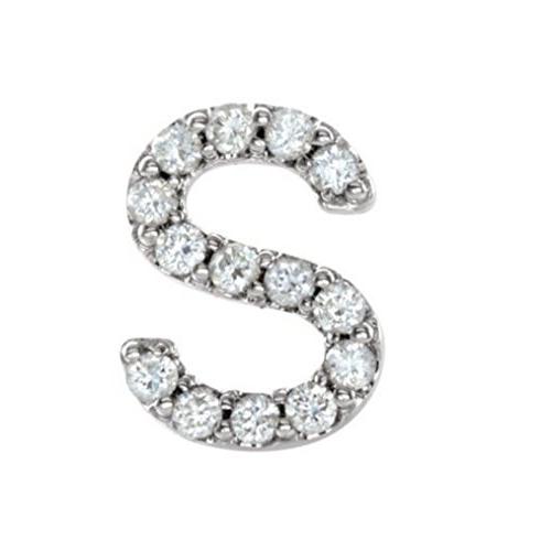 【並行輸入品】ロジウムメッキ 14k ホワイトゴールド ダイヤモンド レター「S」イニシャル スタッド イヤリング (シングルイヤリング) (.の画像