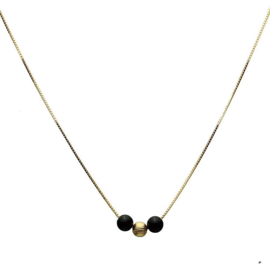 ゴールドチェーン ブラックオニキス ネックレス 並行輸入品】ブラックオニキスストーン駅18 K gold-flashed